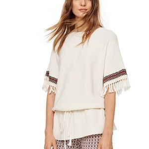 Tory Burch Sweater Tunic W/Fringe Cuffs